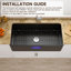 Très grand évier de ferme à tablier frontal en argile réfractaire 36 po x l 18 po pour évier de cuisine, évier de ferme simple à cuve noire, 2 accessoires personnalisés inclus-122428202
