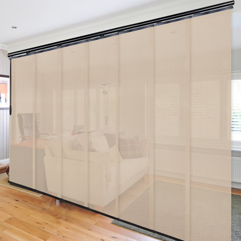 Rail extensible à panneau simple 7 panneaux avec abricot de 110 po à 153 po x H 94 po Apricot, largeur de panneau 23,5 po