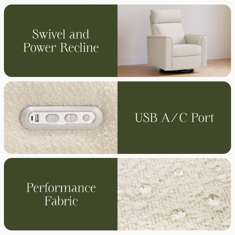 Willa Plus Power Glider Recliner w/ Power Headrest, Performance Ivory Boucle