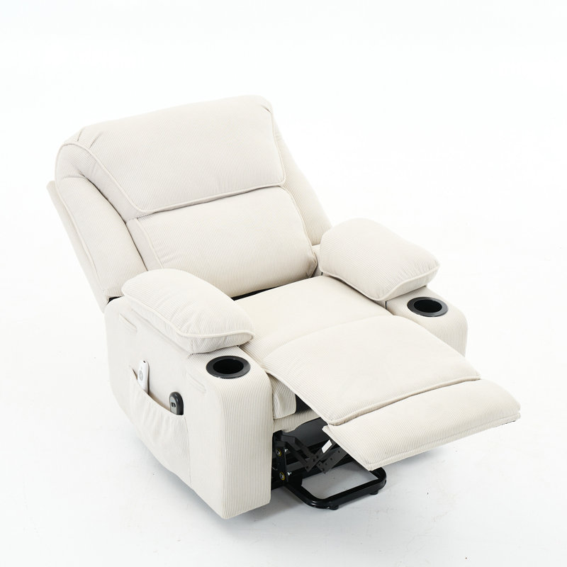 Fauteuil inclinable chauffant et massant télécommandé, Ivoire ivoire