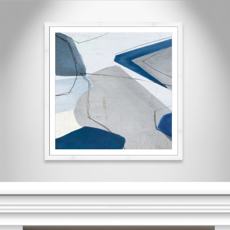 «Dynamic Drifts I», reproduction carrée par Emma Peal, Cadre blanc, H 42,5 po x l 42,5 po