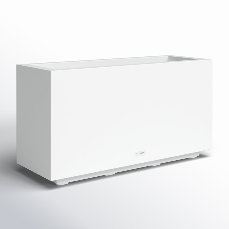 Block Series Long Box Planter, 13.25” H x 24.75” W x 11” D, White