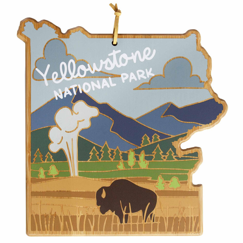 Planche à découper en bambou Yellowstone avec œuvre d'art par Summer Stokes
