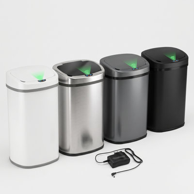 iTouchless 13 Gallon Battery-free Automatic Sensor Kitchen Trash Can With Odor Control System And Ac Power Adapter, Touchless Stainless Steel Garbage Bin