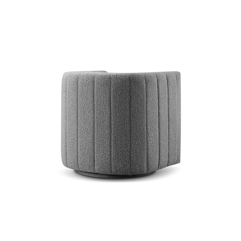 Irasema Upholstered Swivel Barrel Chair, Black Microfiber/Microsuede