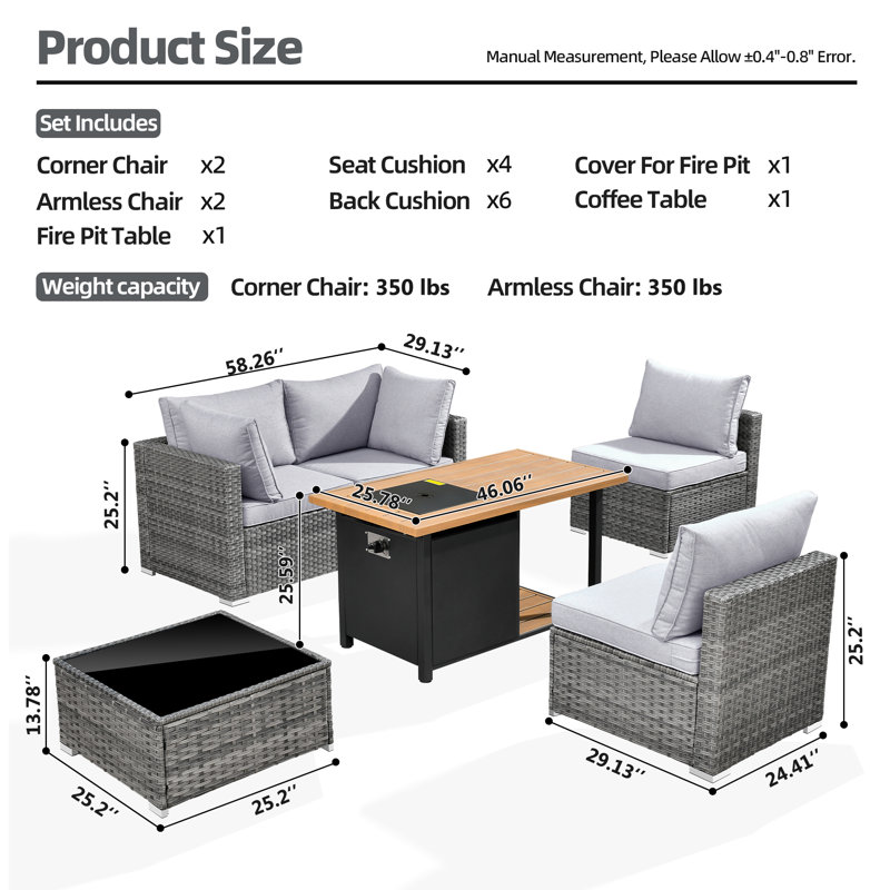 Ensemble de conversation d'extérieur pour 4 personnes avec coussins Aliva, Gris