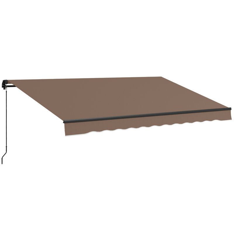 Outsunny Polyester Cover Retractable Patio Awning, Solid Color, Coffee, 156" W x 59" D
