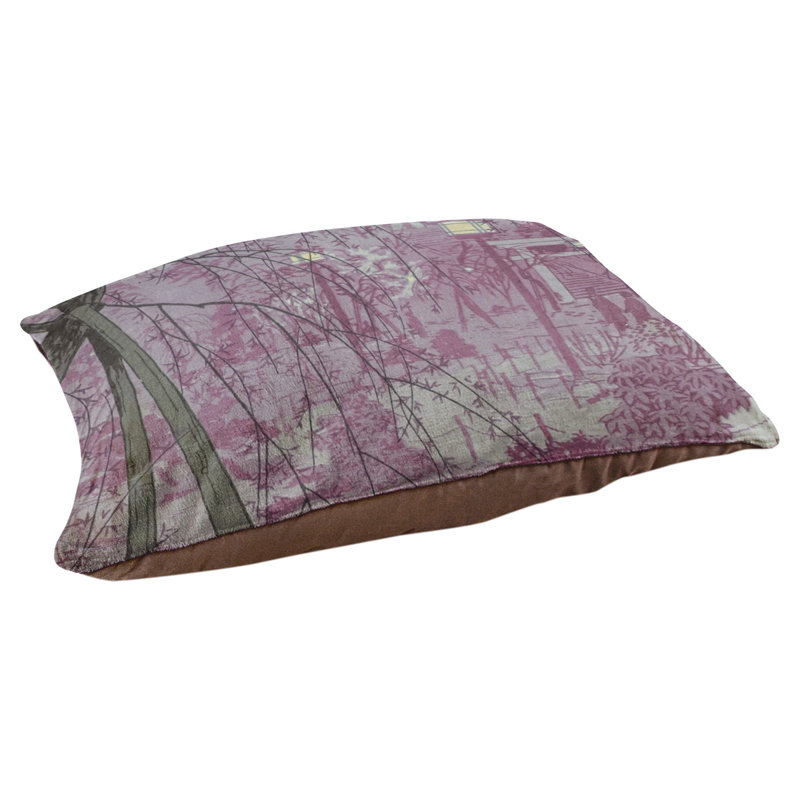 Coussin pour chien misty soirée à shinobazu étang Carone, Grand (l 52 po x P 42 po x H 7,1 po), Rose / Gris