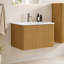 Meuble-lavabo suspendu de 61 cm avec lavabo en surface solide blanche, armoire de salle de bain murale en chêne naturel rayé, meuble-lavabo moderne préassemblé-86991634
