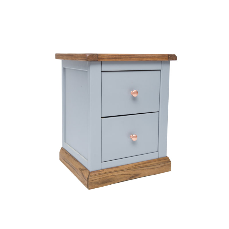 Eastchester 45cm W Plywood / Laminate Board Bedside Table, Grey/Brown/Copper 