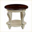 Table basse ronde peu encombrante avec finition antique blanche ébréchée, facile à assembler pour le salon-1097389864-1097389877