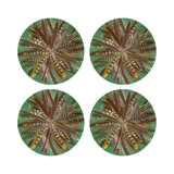 Pheasant Feathers Vegan Leather Round Pebble Placemat