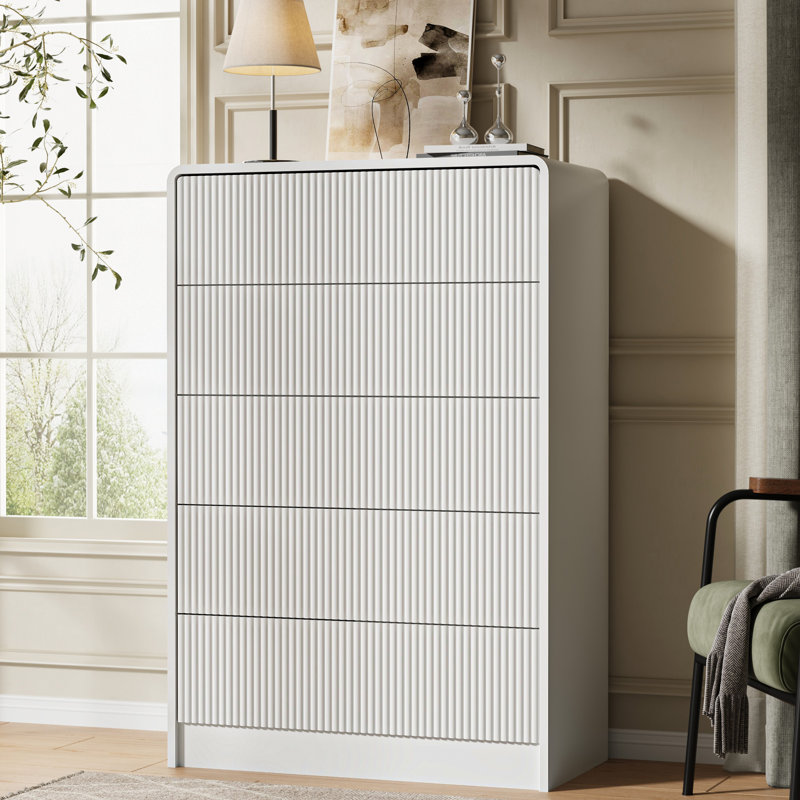 Commode à 5 tiroirs, H 47,4 po, Blanc
