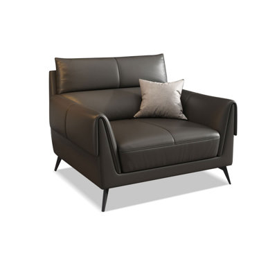 Black Genuine Leather cushion Arm Chair