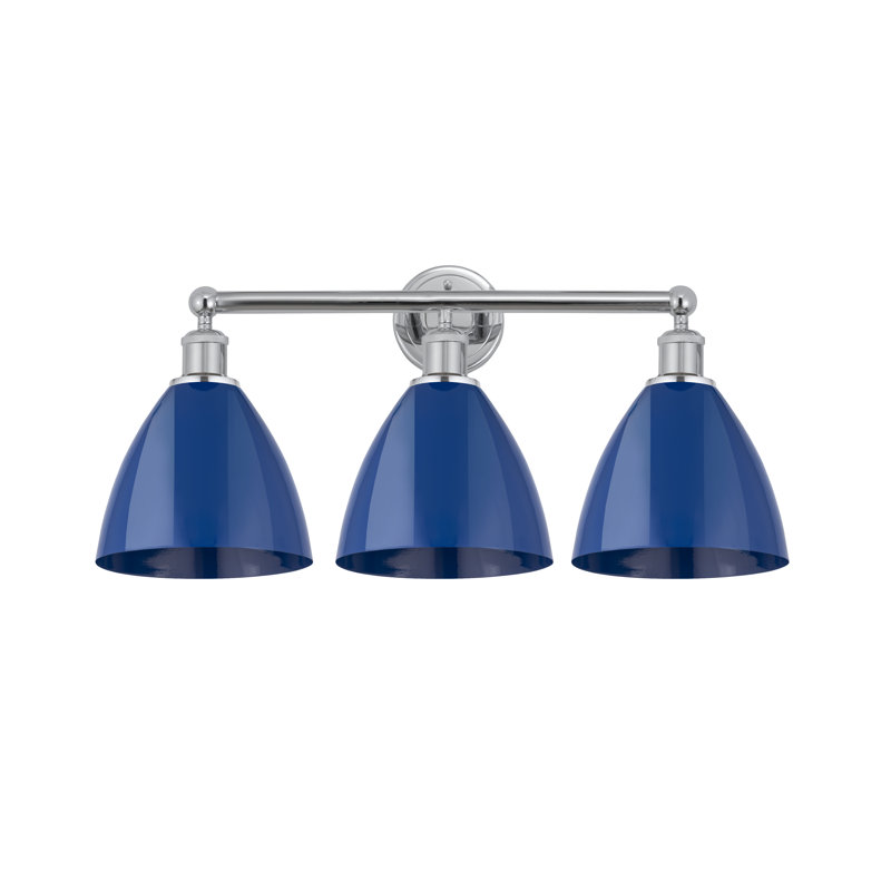 Éclairage pour meuble-lavabo 3 lumières 25,5 pouces Anglie Dome, Bleu, Chrome poli
