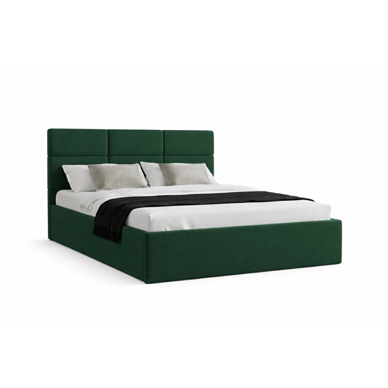 Upholstered Bed, Green, European Kingsize (160 x 200 cm)