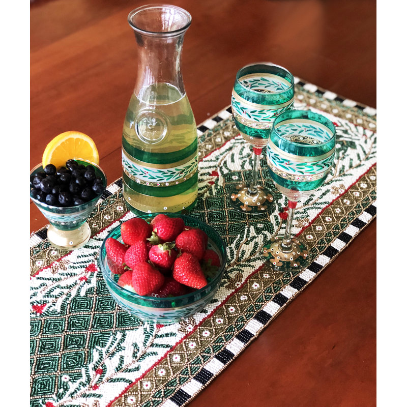 Ison Mosaic Forest Beaded Table Runner