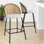 Ensemble de 2 tabourets de bar en rotin avec repose-pieds 36 po blanc