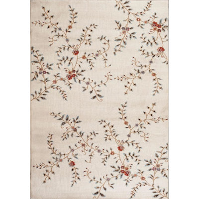 Tapis décoratif ivoire intérieur/extérieur floral Chapman