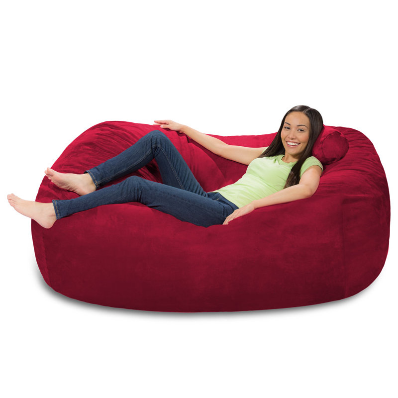 Fauteuil à billes - Grand fauteuil à billes en mousse viscoélastique déchiquetée de 6 pieds - Housse en microfibre amovible et lavable à la machine - Canapé confortable pour 2 personnes de marque bretonne pour la lecture, la détente et les jeux, e