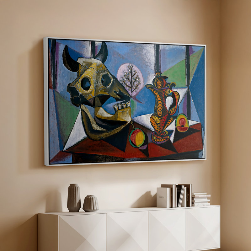 Nature morte avec crâne de taureau, 1939 - Pablo Picasso, toile tendue avec châssis, 26 x 40, Blanc