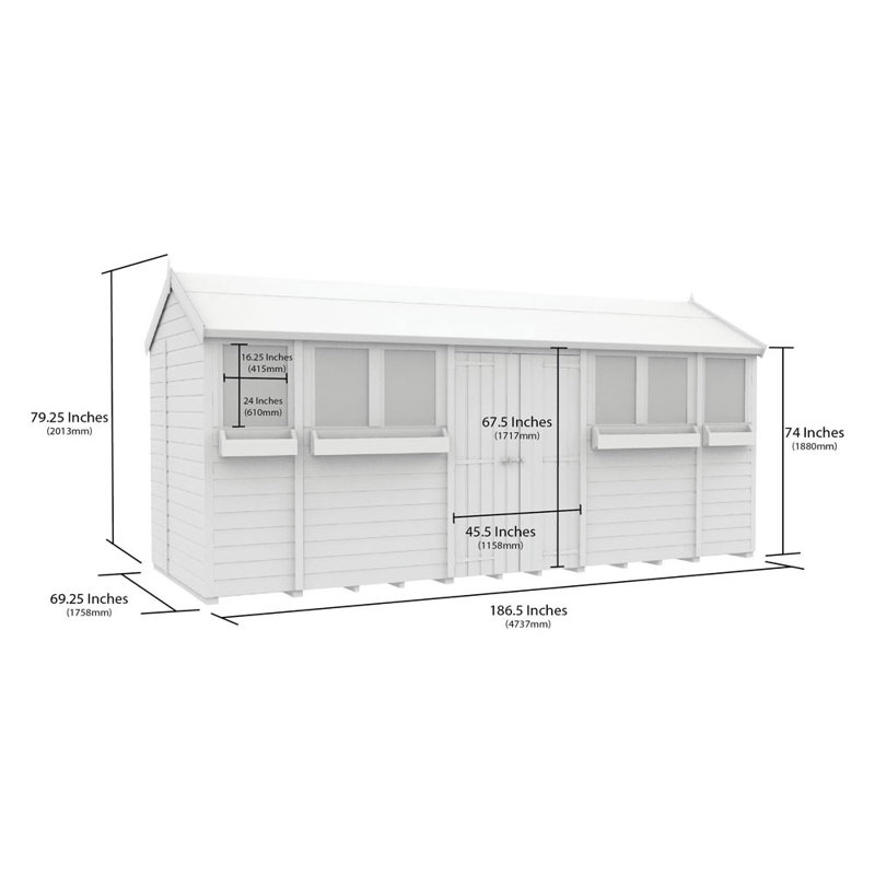 6ft x 16ft Apex Summer Shed