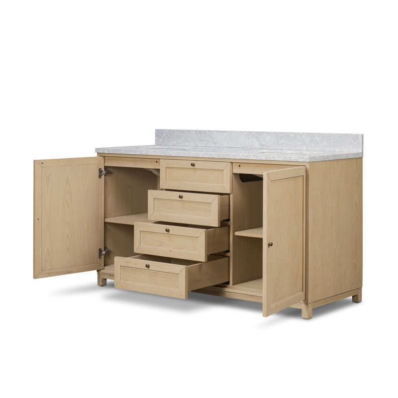 Sonata Millie Double Vanity-Satin Bleached Parawood, Satin Bleached Oak Veener