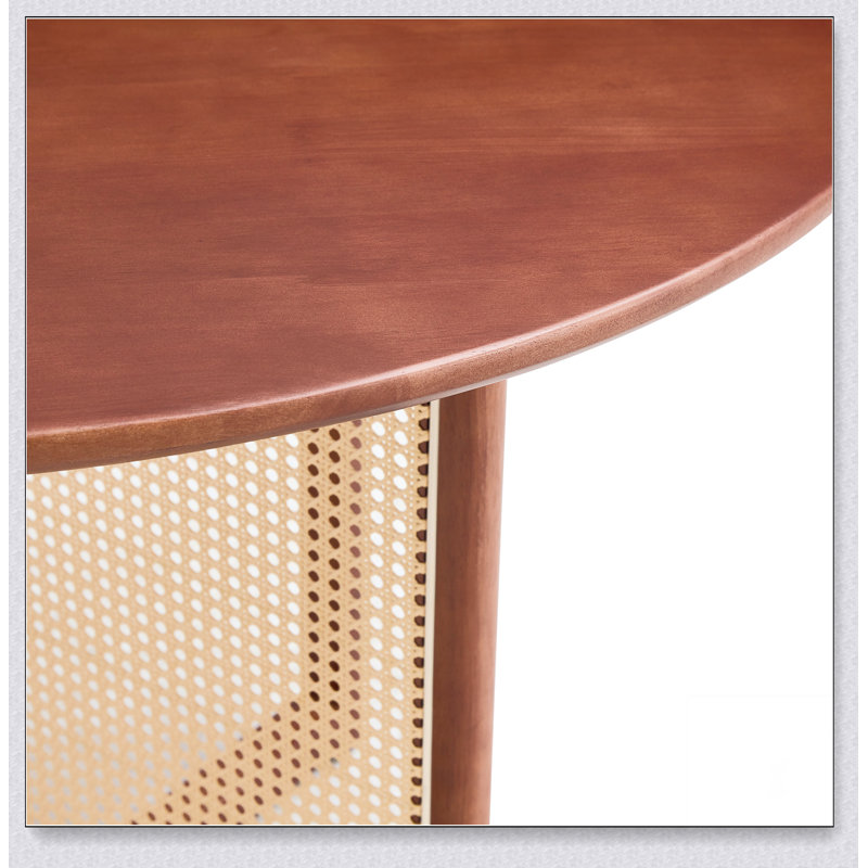 Table ronde rétro en bois massif de style chinois, table en rotin simple imitation moderne, table en bois