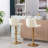 Chrome Footrest And Base Swivel Height Adjustable Mechanical Lifting Velvet + Leg Simple Bar Stool,Set Of 2-1253863890-1253863888