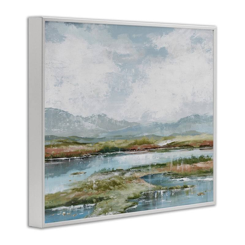 Art moderne, estampe numérique encadrée par Max Maxx, H 11 po x l 14 po, Estampe numérique encadrée blanc bord de mer