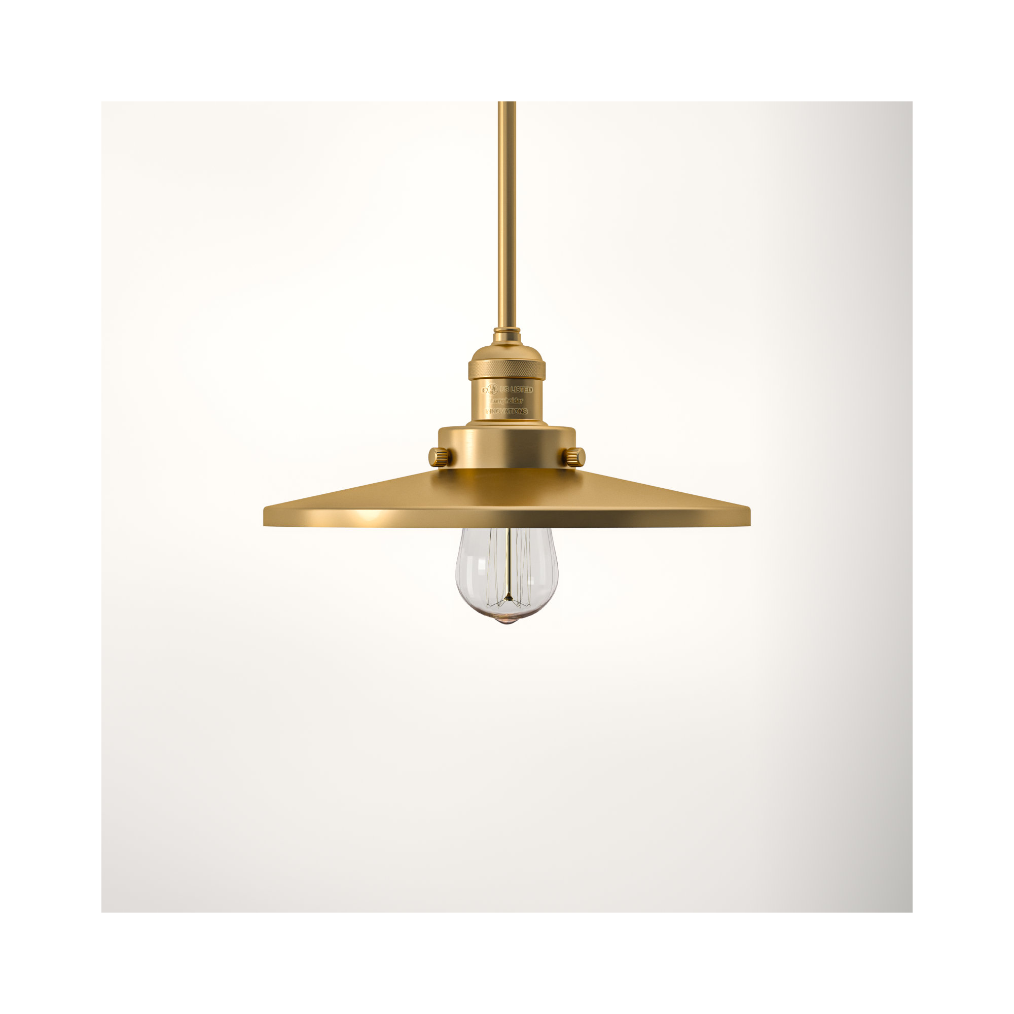 Rouvin Single Light Metal Dimmable Pendant, Satin Gold, 5.38" H x 16" W x 16" D, Satin Gold
