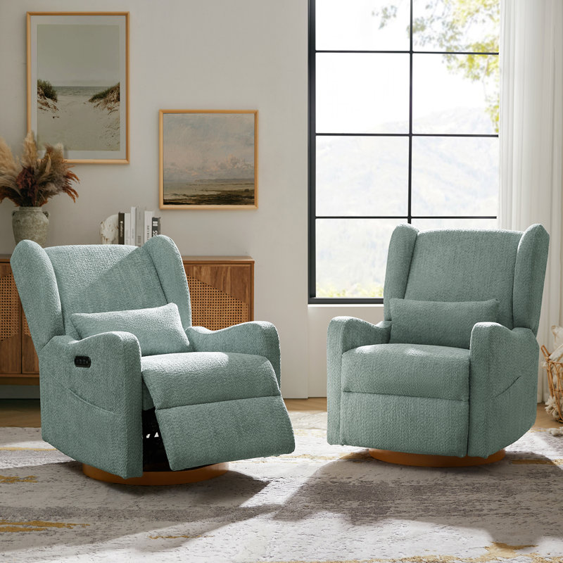 Fauteuil inclinable électrique oscillant de 29,5 po Ceandra avec veilleuse intégrée, Sauge