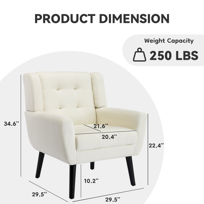 Fauteuil d'appoint Bolanle, Lin blanc