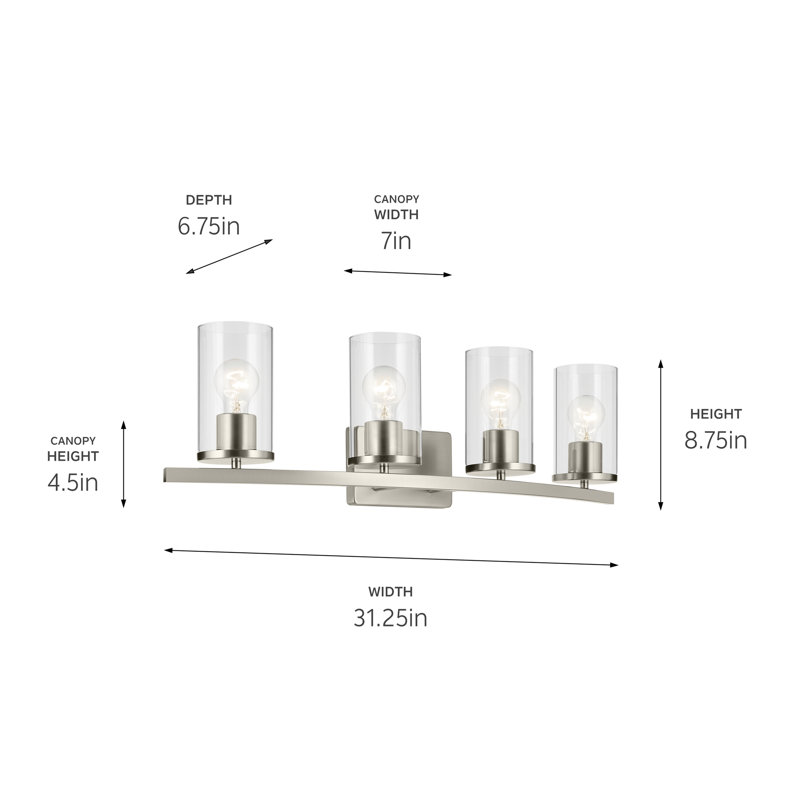 Crosby 4 - Light Vanity Light, Brushed Nickel