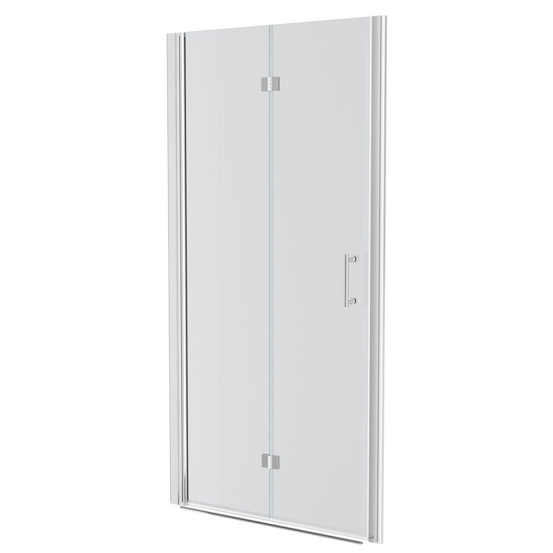 36"W X 72"H Fold Frameless Shower Door With Tempered Glass, Chrome