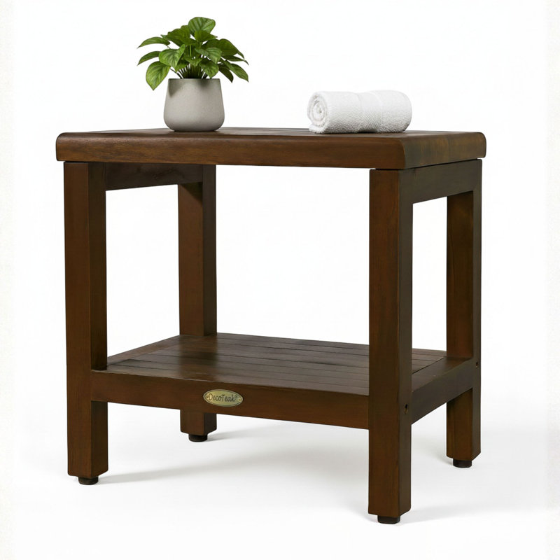 DecoTeak Outdoors Teak Side Table, 18" L x 13" W