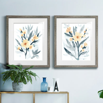 Indigo & Blush Bouquet I - Ensemble de 2 reproductions de cadres photo sur toile