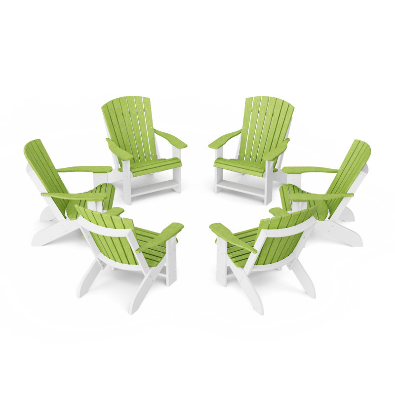 Heritage Adirondack Chairs Set Of 6, Lime Green/White
