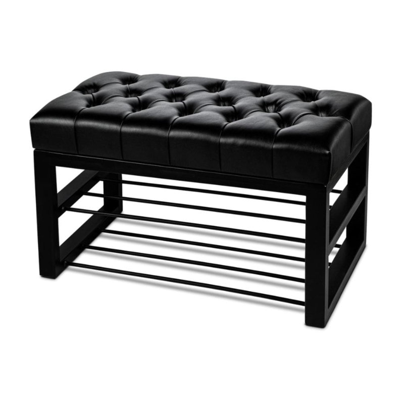 Avaeah Upholstered Storage Bench, Black, 45cm H x 90cm W x 45cm D