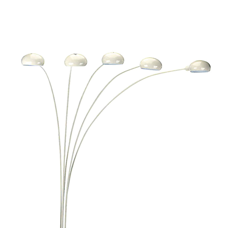 Lampe sur pied de 84 po en métal avec finition blanche et 5 accoudoirs réglables
