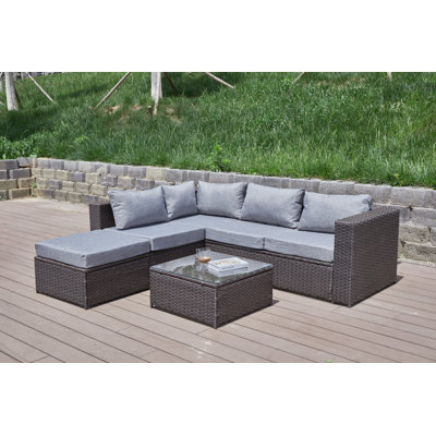 Brack 86" Wide Outdoor Left Hand Facing Patio Sectional with Cushions by Sol 72 Outdoor