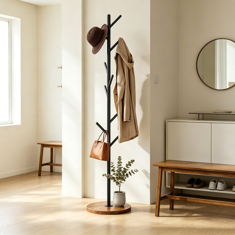 Iron Freestanding 9 - Hook, Rustic Brown + Black
