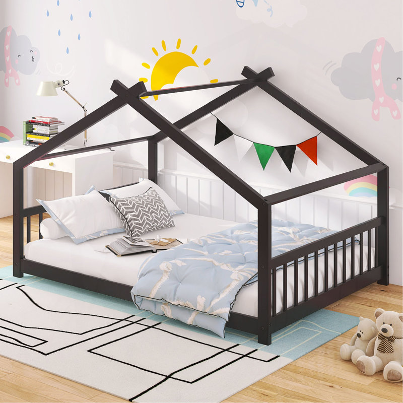 Full Size House Bed Wood Bed, Full, Espresso