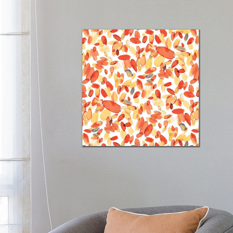 Abstract Petals Orange - Wrapped Canvas Print, 66.04cm H x 66.04cm W x 1.91cm D