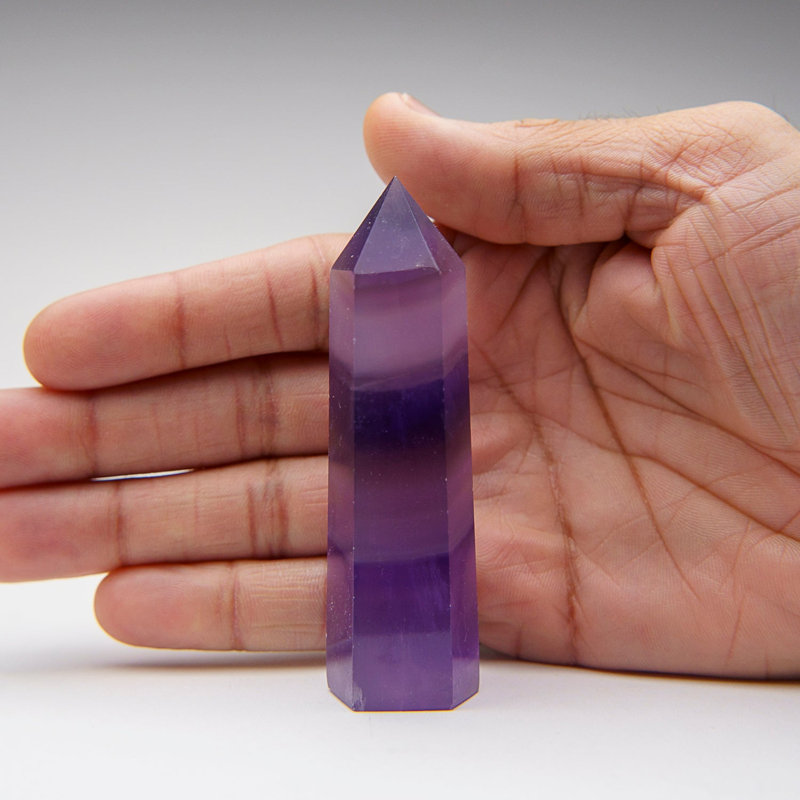 Genuine Polished Purple/Light Purple/Dark Blue Fluorite Point from China (91 Grams), Purple/Light Purple/Plum