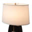 Lampe de table avec veilleuse Delacey - finition bois ébène, laiton patiné, abat-jour en lin blanc