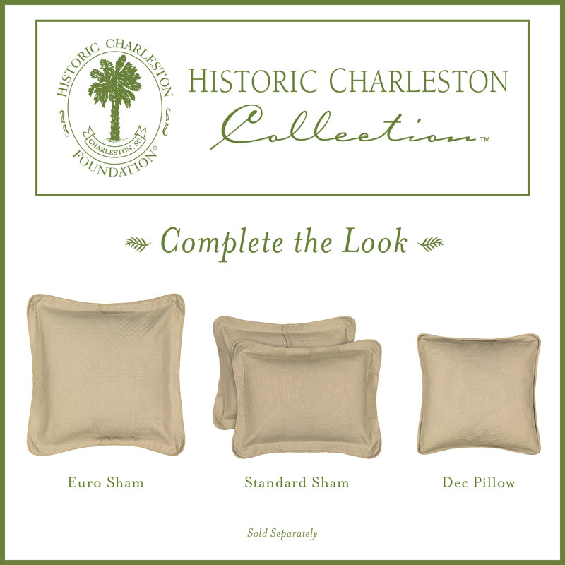 Historic Charleston King Charles Lightweight Cotton Matelasse Quilted Coverlet, Queen, Ivory, Queen, Ivory