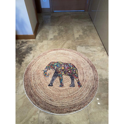 Mykl Performance Cotton Washable Animal Print Indoor / Outdoor Rug