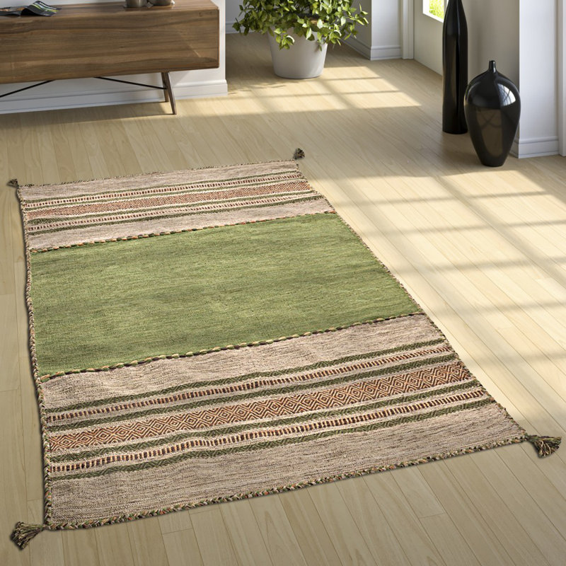 Meena Geometric Cotton Flatweave Area Rug, Rectangular 240 x 340cm