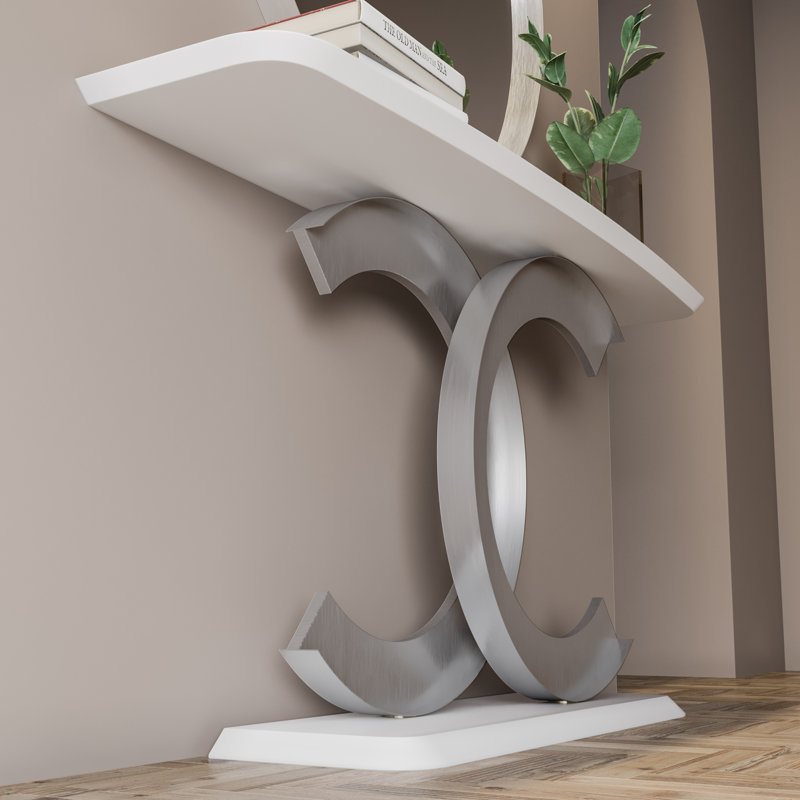 Ensemble de console et miroir 70,87 ", H 31,5 po x l 59 po x P 13,78 po, Blanc / argent